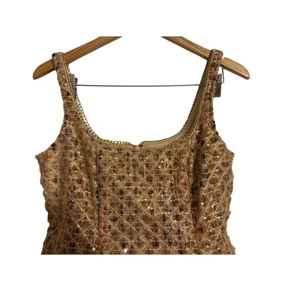 Brand New Anthropologie Maeve Tweed Fit & Flare Mini Dress Neutral 12 Petite - Picture 13 of 16